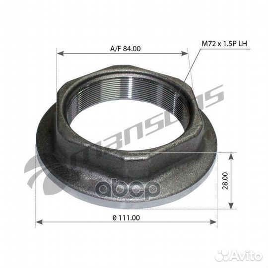 Гайка ступицы M72x1.5 d111 H28 SW84 LH SAF 602007