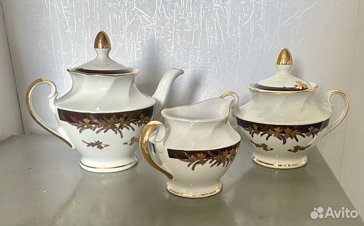 Сервиз чайный на 6 персон, Рижский фарфоровый з-д