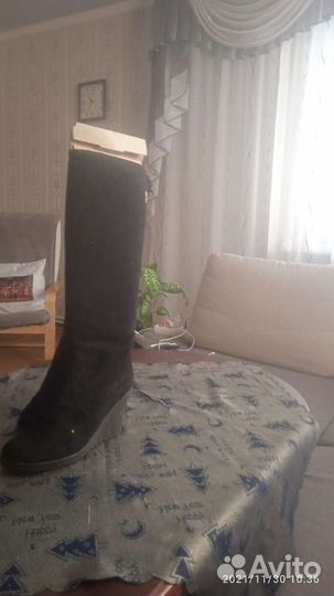 Сапоги зимние замшевые