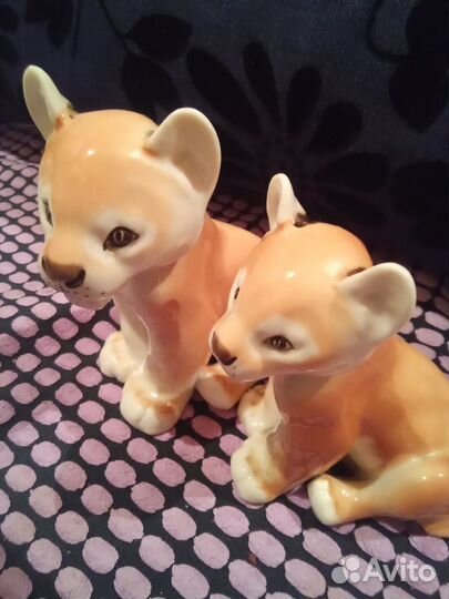 Фарфоровые статуэтки,львята лфз