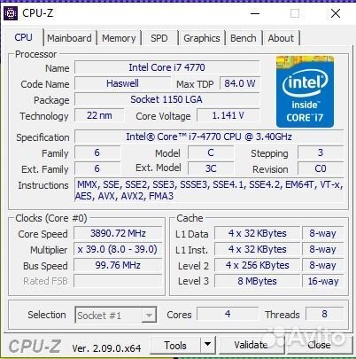 Процессор Intel core i7 4770 3.9 HGz LGA1150