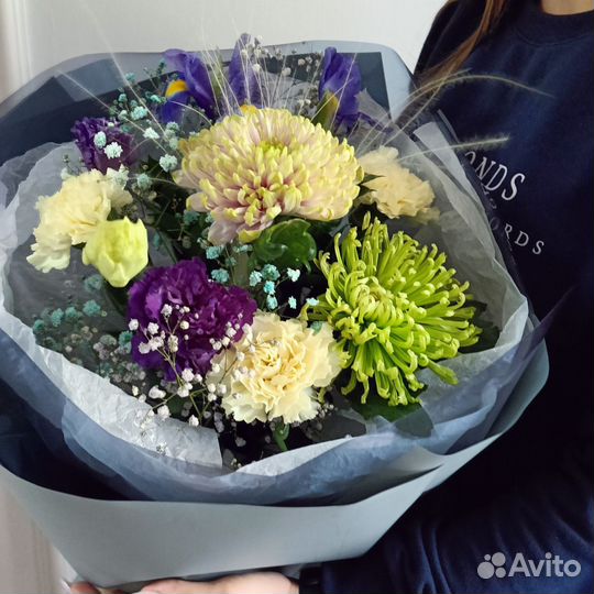 Букет Цветы Хризантема ирисы гвоздика