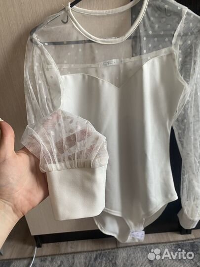 Боди женское белое с длинным рукавом