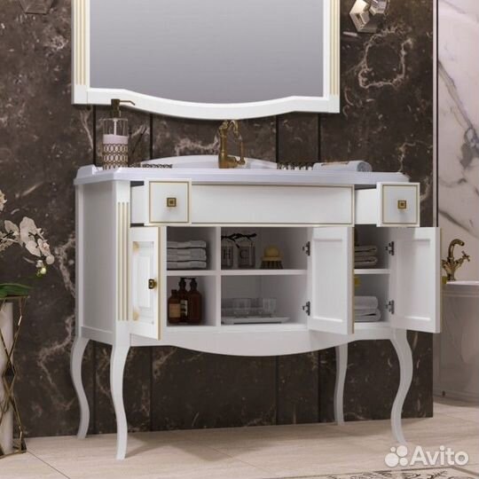 Мебель для ванной Опадирис Лаура 100 белая с патиной