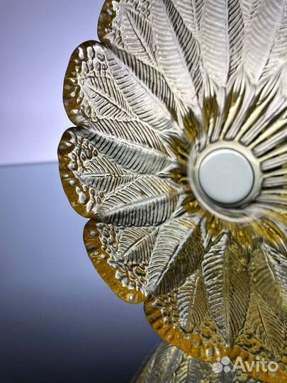 Ваза конфетница цветное желтое стекло СССР