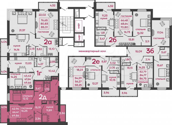 2-к. квартира, 69,9 м², 5/16 эт.