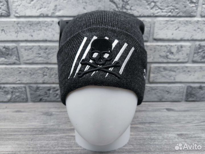 Шапка вязаная Philipp Plein серая