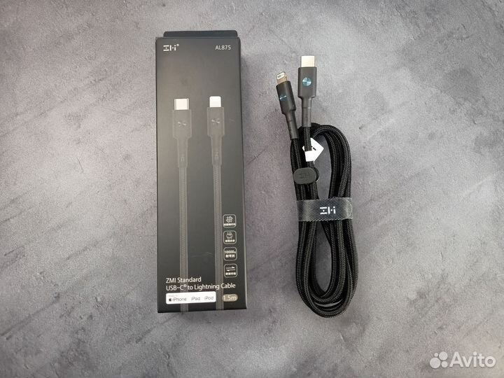 Кабель Type-C/Lightning ZMI 150см MFI 18W PD (Blac