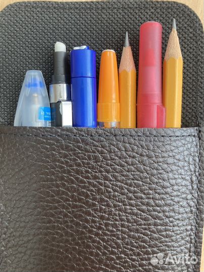 Пенал кожа на 5-7 ручек(карандашей) открытый