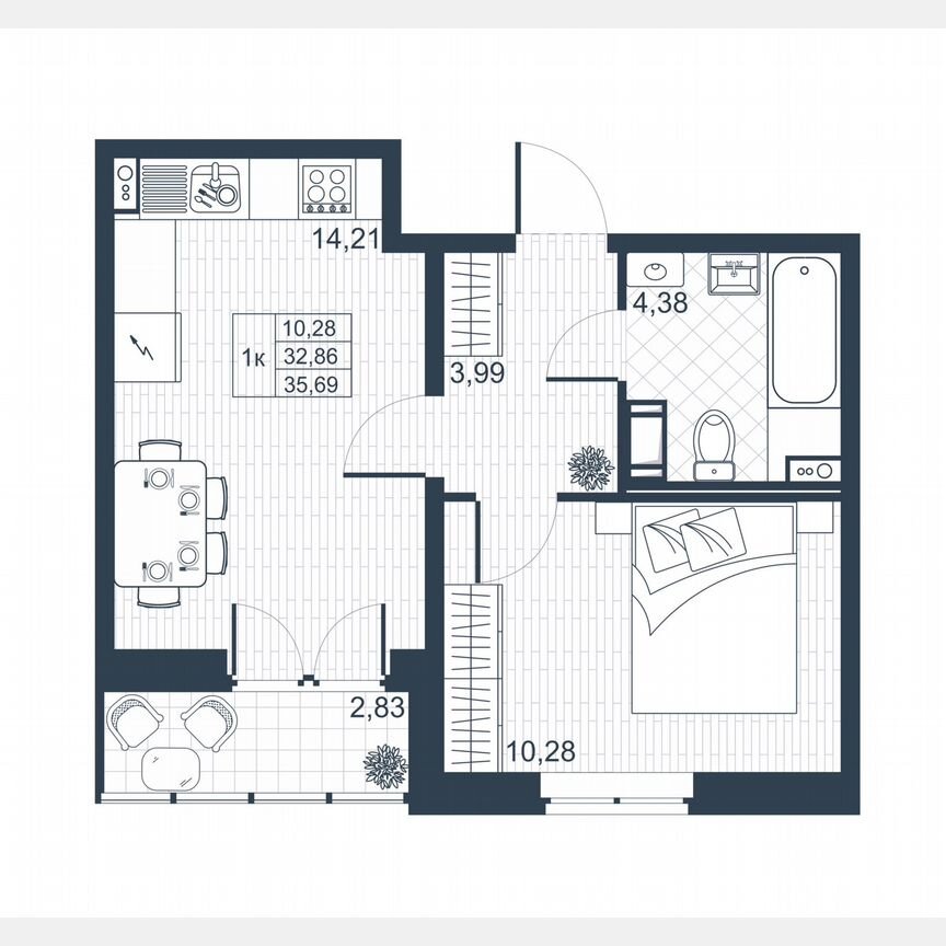 1-к. квартира, 34,3 м², 6/8 эт.