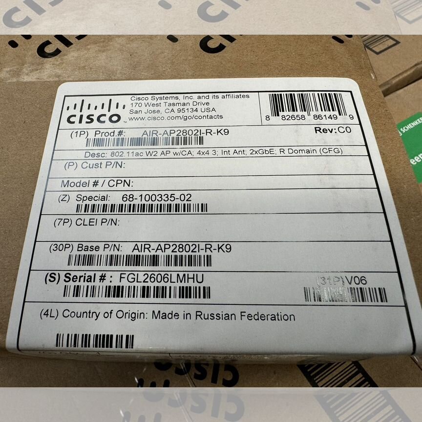 [AIR-AP2802I-R-K9] Точки Доступа Cisco Новые Air-Ap2802i-R-K9