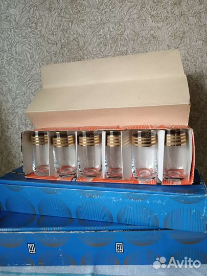 Наборы стопок и стаканы, чешское стекло, Bohemia