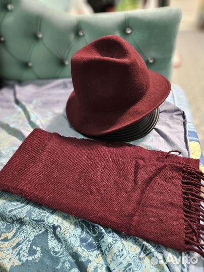 Шляпа фетровая женская бордовая