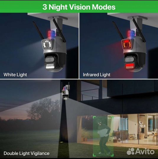 Wi-fi камера видеонаблюдения 12мп двойной обьектив