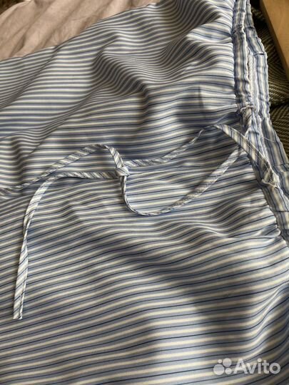 Брюки в пижамном стиле, в голубую полоску xs-s