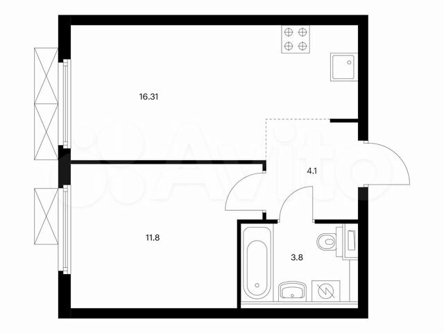 1-к. квартира, 36 м², 10/38 эт.