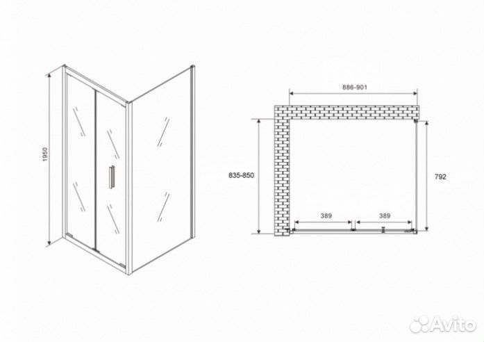 Душевой уголок Abber Sonnenstrand AG07090B-S85B 90x85