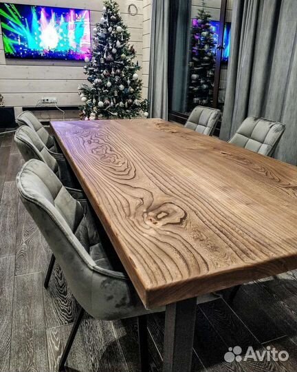 Стол из слэбов вяза лофт
