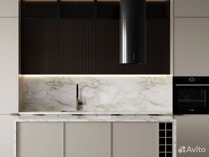 Кухня под потолок с барной стойкой