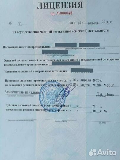 Детективное агентство/Лицензия/Частный детектив
