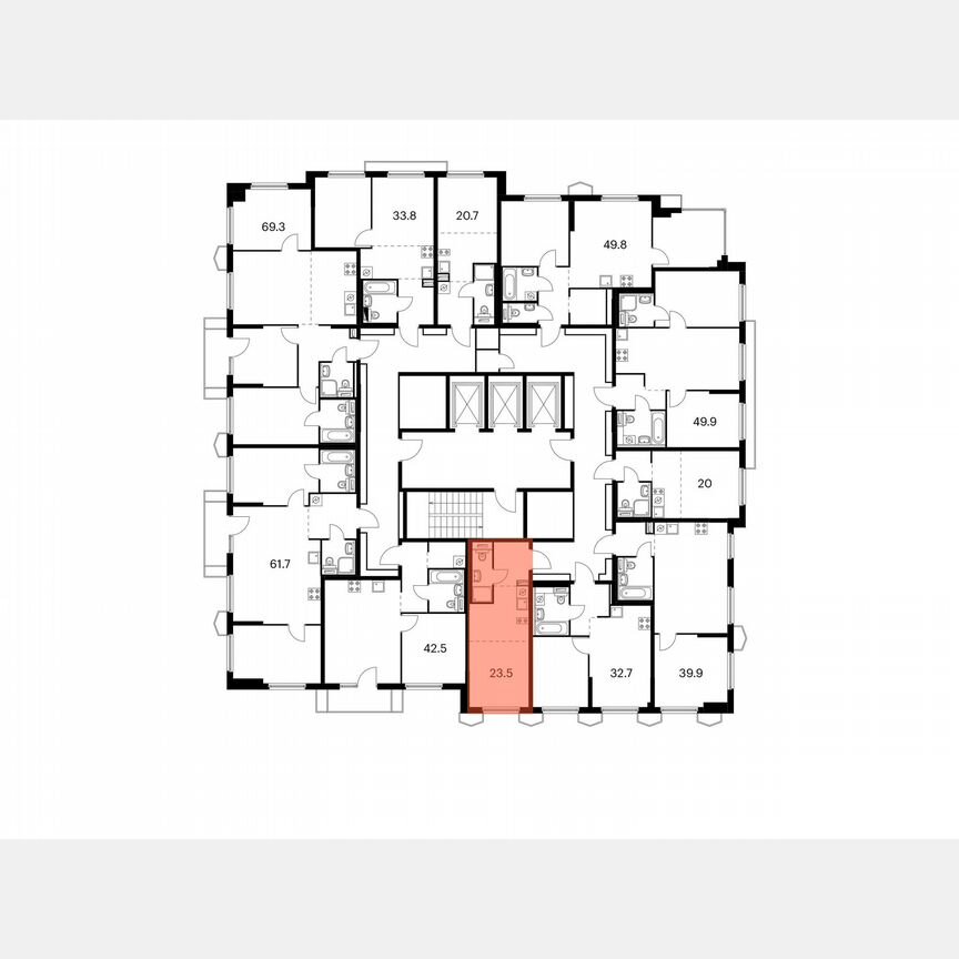 Квартира-студия, 23,5 м², 17/24 эт.