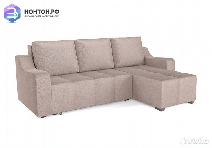 Угловой диван еврокнижка Берн рогожка бежевая
