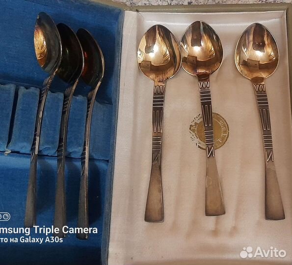 Мельхиоровые ложки с позолотой