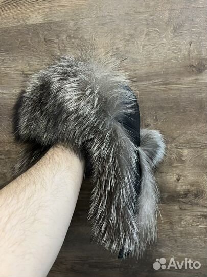 Мужская лисья шапка чернобурка