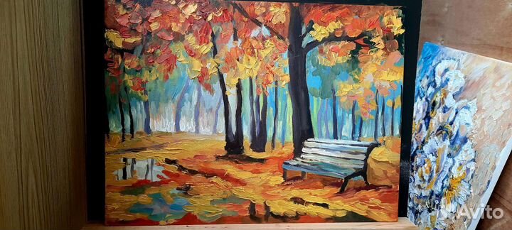 Картина маслом на холсте осенний пейзаж