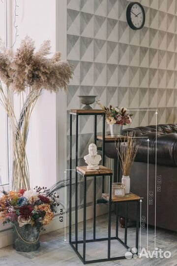 Подставка для цветов напольная кованая Черная