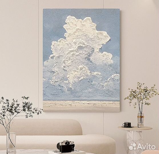 Нежная картина маслом в спальню Облако