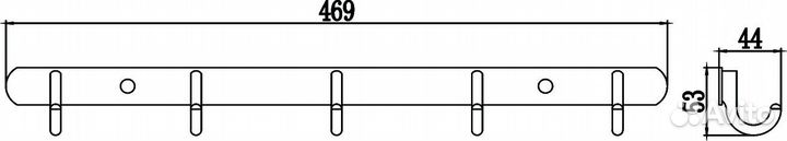 Планка с крючками (5 крючков) Savol (S-001255)