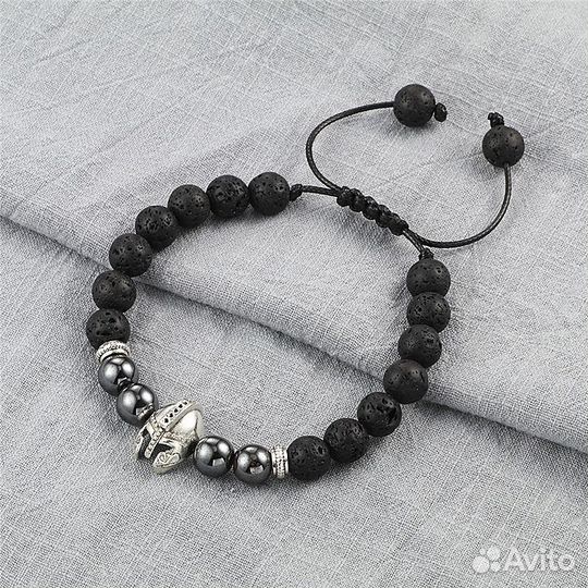 Вулканическая лава + кожаный браслет