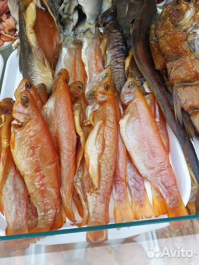 Копчёная рыба-морепродукты