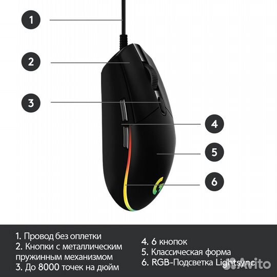 Игровая мышь Logitech G102 LightSync (новая)