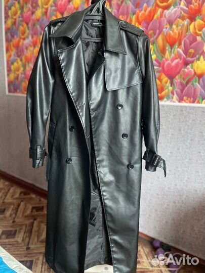 Кожаный плащ/тренч