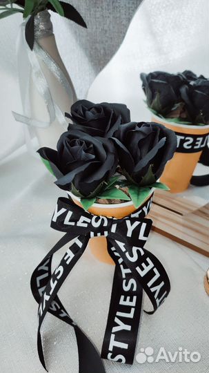 Эко-букет из 3 роз