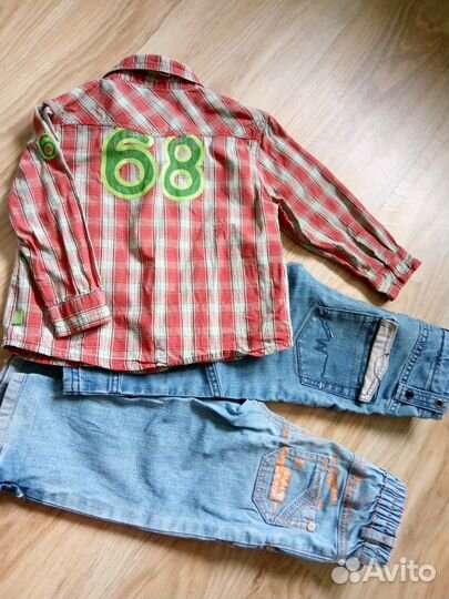 Джинсы и рубашка для вашего малыша)