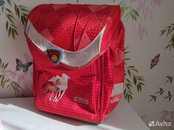 Ранец школьный рюкзак красный Herlitz для девочки