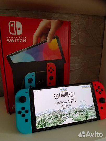 Nintendo Switch oled прошитый neon