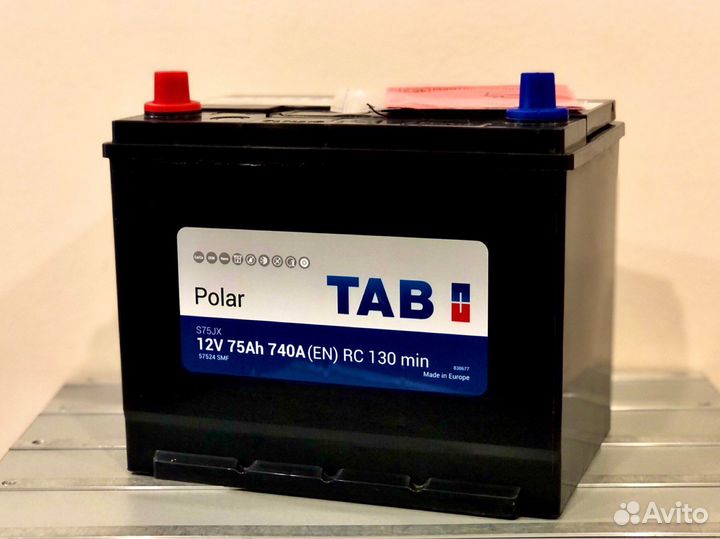 Аккумулятор TAB asia 75 ah (пр. пол.)