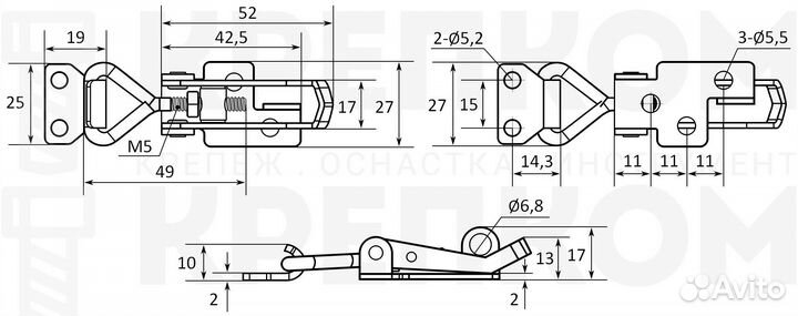 Натяжной замок для ящиков с регулировкой 5116C