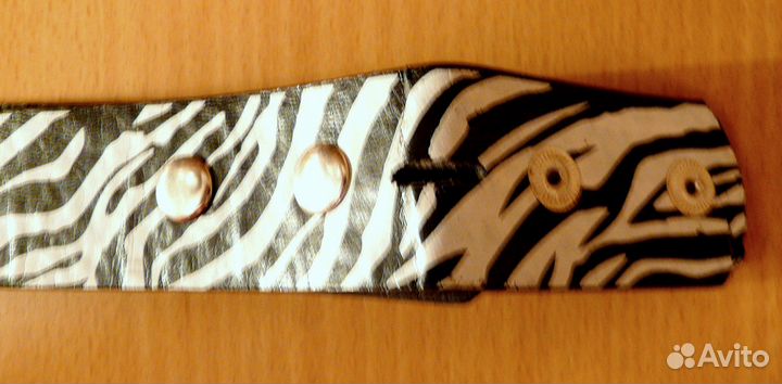 Ремень Зебра Чёрно-Белый Без Пряжки 105 см
