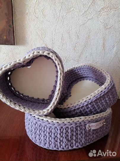 Вязаные корзины для хранения набор