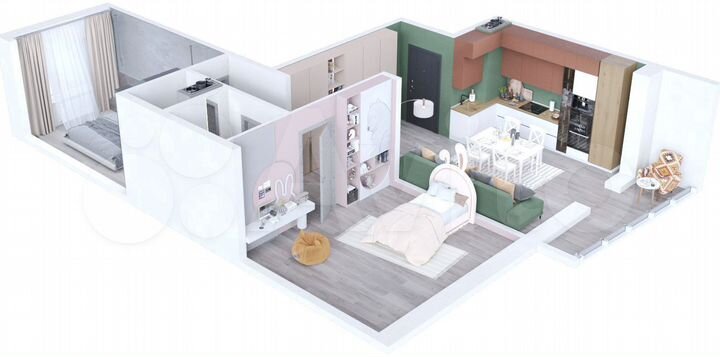 2-к. квартира, 66,3 м², 2/9 эт.