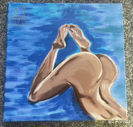 Картина акрил эротика Синяя птица