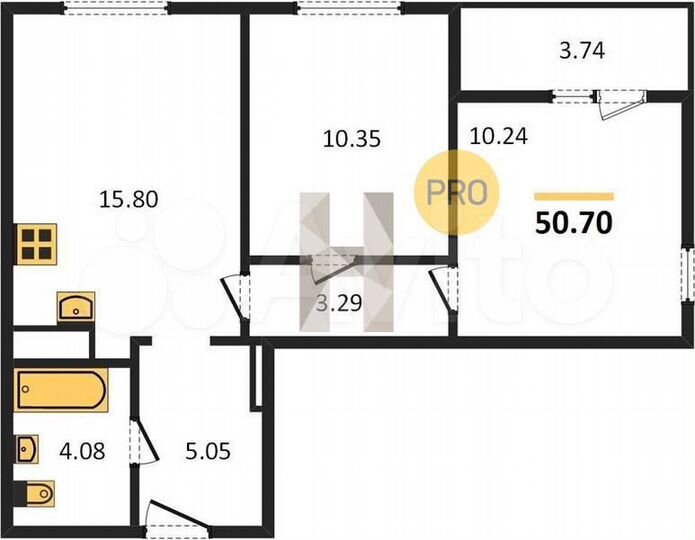 2-к. квартира, 50,7 м², 2/18 эт.