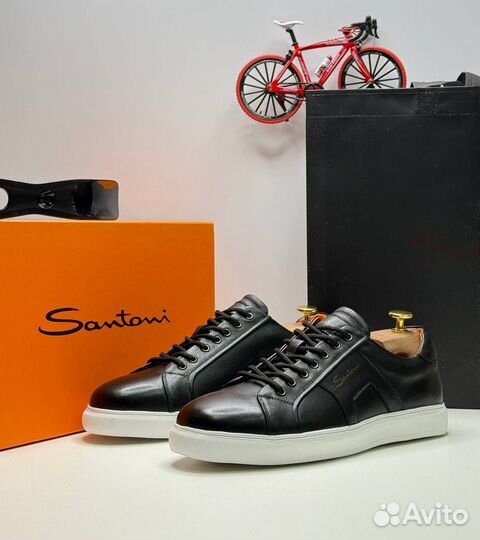 Кеды мужские кожаные santoni