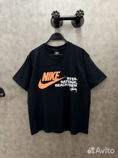 Футболка Nike Stussy International черная оверсайз