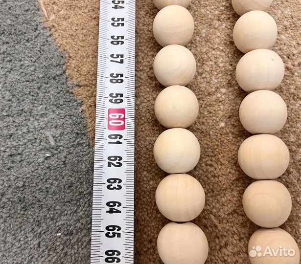 Бусины из дерева диаметр 20мм, новые, нить 1,5м